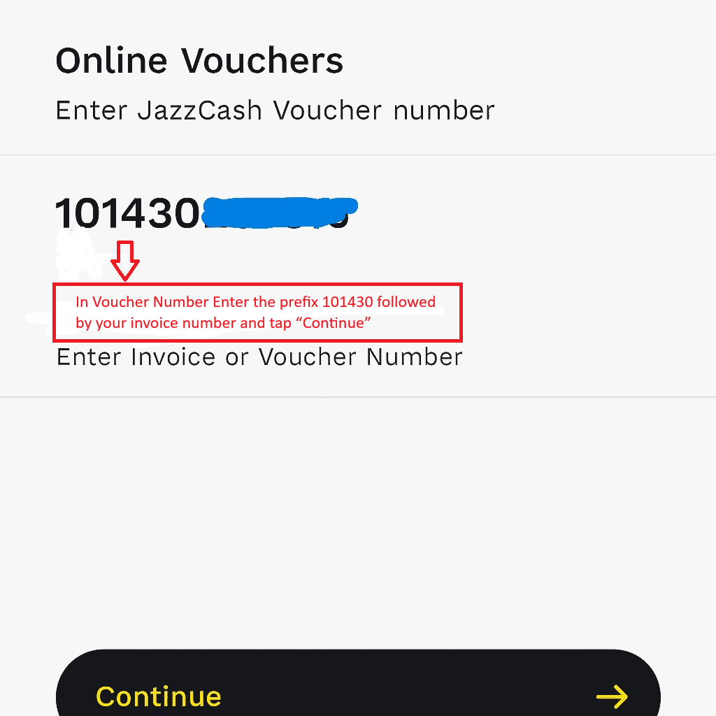 Step 4: Enter Jazzcash Voucher Number