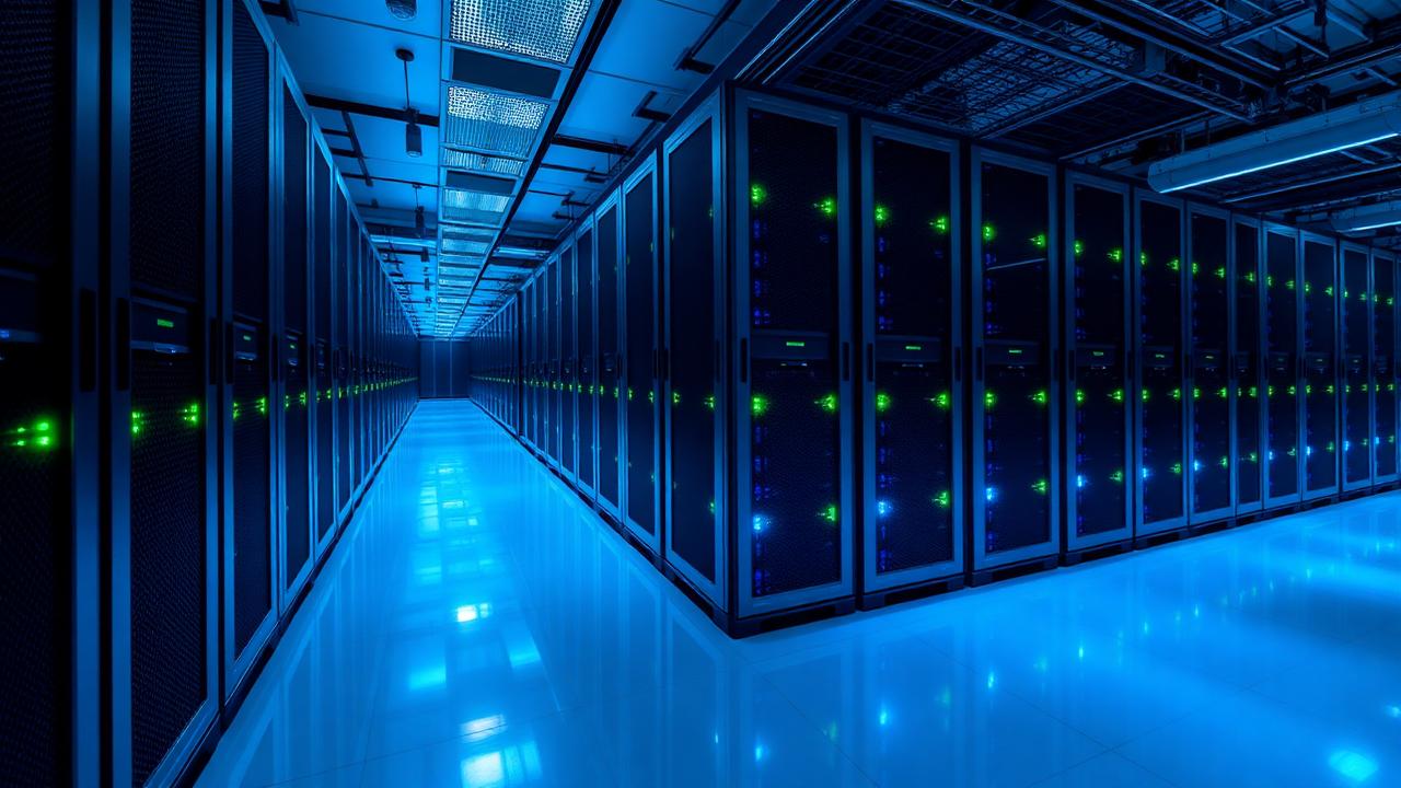 Tier III data centre interior with rows of server racks in Pakistan